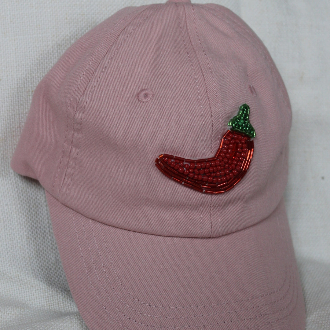 Beaded Hat - Chilli